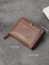Fashion Retro Minimalism Men PU Letter Graphic Zip Around Wallet