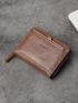Fashion Retro Minimalism Men PU Letter Graphic Zip Around Wallet