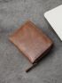 Fashion Retro Minimalism Men PU Letter Graphic Zip Around Wallet