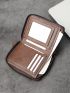 Fashion Retro Minimalism Men PU Letter Graphic Zip Around Wallet
