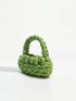Braided Design Satchel Bag Green