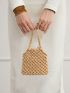 Mini Crochet Bag Braided Design Drawstring Detail