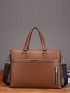 Large Classic Briefcase Letter Graphic Double Handle For Work