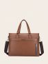 Large Classic Briefcase Letter Graphic Double Handle For Work