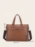 Large Classic Briefcase Letter Graphic Double Handle For Work