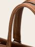 Large Classic Briefcase Letter Graphic Double Handle For Work