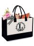 BeeGreen Canvas Tote Bag with Zipper Pocket Beach Bag for Women 13OZ Personalized Gifts Initial Monogram Birthday Gifts for Women Best Friends Teacher Bridesmaid Large Gifts For Mother Of The Bride L