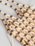 Wood Beaded Design Bucket Bag Drawstring Design