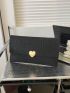 Embossed Detail Envelope Bag Heart Decor Black