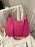 Crocodile Embossed Hobo Bag Medium Zipper Neon Pink Funky