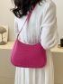 Crocodile Embossed Hobo Bag Medium Zipper Neon Pink Funky