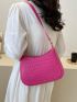 Crocodile Embossed Hobo Bag Medium Zipper Neon Pink Funky