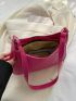 Crocodile Embossed Hobo Bag Medium Zipper Neon Pink Funky