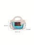 Letter Graphic Satchel Bag Medium Double Handle Holographic