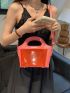 Letter Graphic Satchel Bag Medium Double Handle