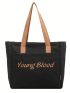 Letter Graphic Shoulder Tote Bag Large Capacity Black
