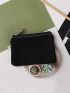 Canvas Coin Purse Solid Color Zipper Coin Key Bag Money Pocket Women Men Card Coin Purse