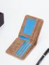 Letter Graphic Small Wallet Bifold Vintage Pu