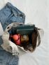 Letter Graphic Hobo Bag Oversized Snap Button Casual Canvas