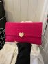 Crocodile Embossed Envelope Bag Medium Neon Pink Metal Heart Decor