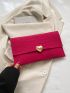 Crocodile Embossed Envelope Bag Medium Neon Pink Metal Heart Decor