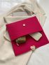 Crocodile Embossed Envelope Bag Medium Neon Pink Metal Heart Decor