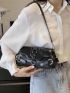 Minimalist Baguette Bag Medium Buckle Decor Black