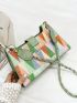 Geometric Pattern Baguette Bag Mini Buckle Decor