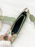 Geometric Pattern Baguette Bag Mini Buckle Decor