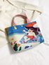 Medium Tote Bag Cartoon Figure Print Double Handle