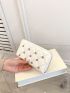Quilted Clutch Bag Zipper Around Rhinestone Decor