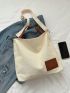 Letter Patch Tote Bag Double Handle Casual Style