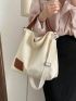 Letter Patch Tote Bag Double Handle Casual Style