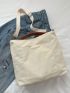 Letter Patch Tote Bag Double Handle Casual Style