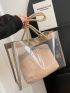 Medium Tote Bag Clear Design Double Handle With Inner Pouch