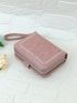 Stitch Detail Small Wallet Pink With Zipper For Daily