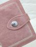 Stitch Detail Small Wallet Pink With Zipper For Daily