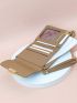 Red Small Wallet Metal Decor Credit Card Holder For Daily