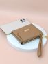 Red Small Wallet Metal Decor Credit Card Holder For Daily