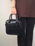 PU Square Bag Plain Double Handle