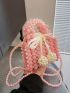 Mini Satchel Bag Faux Pearl & Bow Decor Color Block