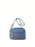 Nylon Square Bag Letter Patch Decor Adjustable Strap