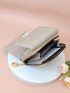 Flower Detail Small Wallet Zipper Trifold PU