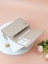 Flower Detail Small Wallet Zipper Trifold PU