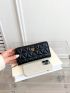 Black Long Wallet Tree Decor Zipper PU