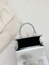 Mini Square Bag Metallic Silver Funky Twist Lock PU