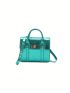 Mini Square Bag Metallic Silver Funky Twist Lock PU