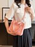 Pink Square Bag Zipper Adjustable-strap Canvas