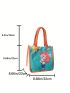 Small Bucket Bag Cartoon Figure Graphic Snap Button Canvas