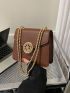 PU Square Bag Metal Decor Chain